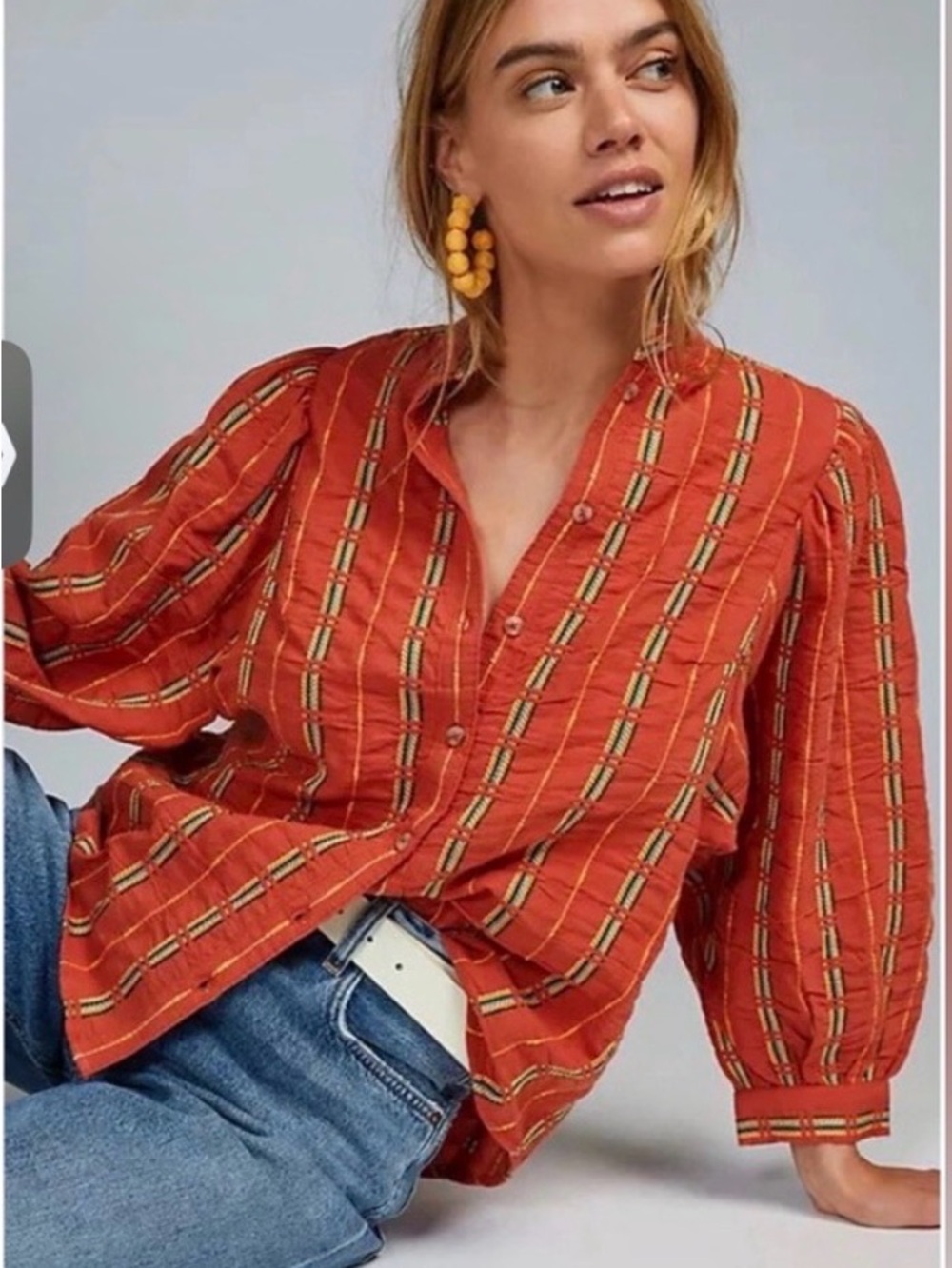 Anthropologie Pilcro The Bella Femme Buttondown Blouse- Medium